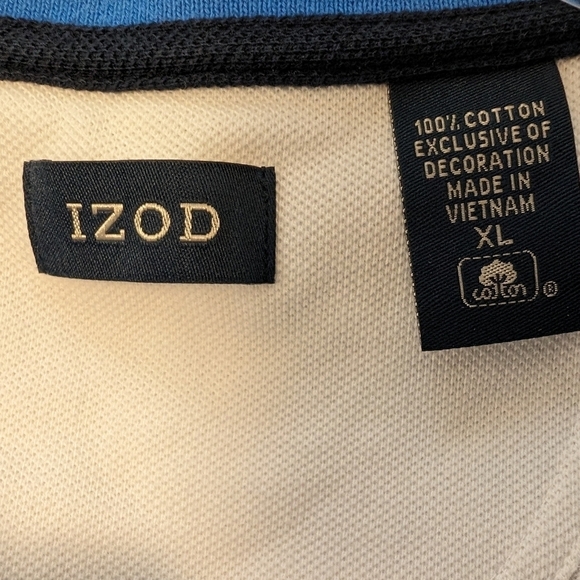 IZOD Top Rugby Striped Short Sleeve Unisex Cotton Polo Shirt Blue White Black XL - Picture 3 of 7